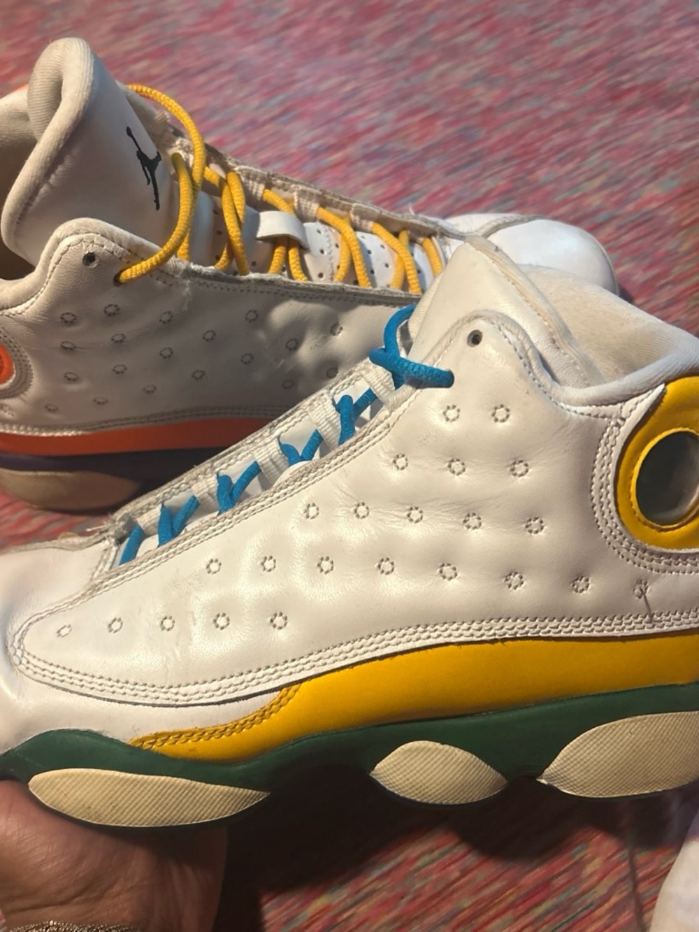 Jordan Kids Sneakers White with Yellow, Blue, Green Accents